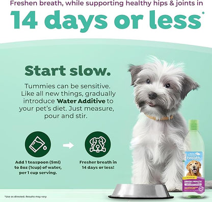 TropiClean Fresh Breath Plus Glucosamine for Hips & Joints | Dog Oral Care Water Additive | Dog Breath Freshener Additive for Dental Health | VOHC Certified | Made in the USA | 16 oz.
