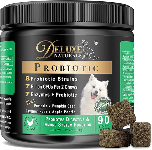 Probiotics for Dogs | All-Natural Dog Probiotic Supplement with Enzymes, Prebiotics, Pumpkin | Promote Digestive Health, Improve Allergy & Immunity, 90 Count (Pack of 1)