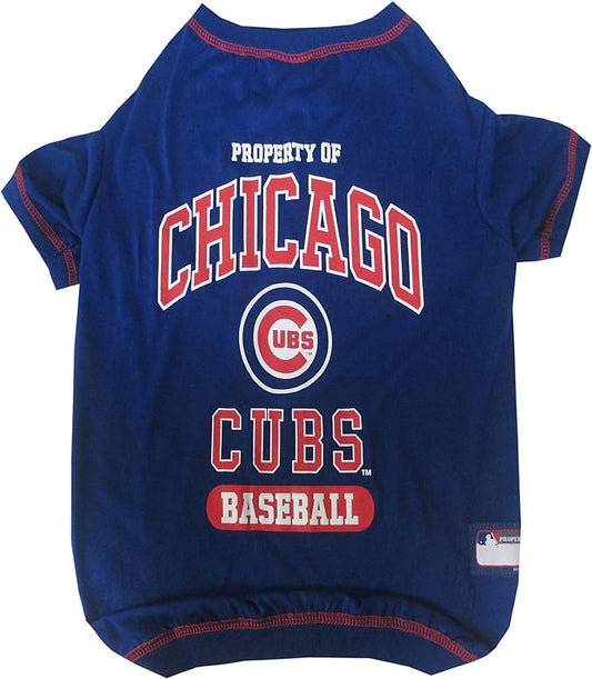 MLB Chicago Cubs Dog T-Shirt, Large. - Licensed Shirt for Pets Team Colored with Team Logos. - Premium Stretchable Materials for The Comfort of Your Dog & cat.
