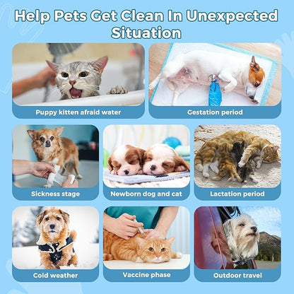 Pet Bathing Wipes for Dogs & Cats, Cleaning & Deodorizing Grooming Gloves, Nourish Fur Glove Wipes for Daily Care and Traveling, Rinse Free，3 Pack, 18 PCS