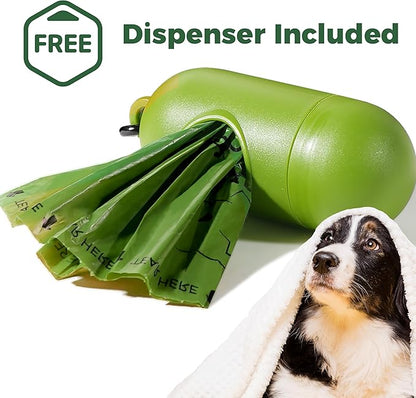 Biodegradable Dog Poop Bags 150 Count 10 Rolls with One Free Dispenser, Thicken and Earth-friendly Dog Poop Bag Holder (Scented)