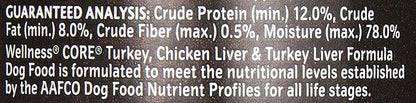 Wellness Core Grain Free Dog Food: Turkey, Chicken Liver, & Turkey Liver Formula, 12.5 oz