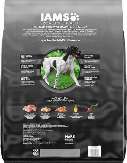 IAMS Proactive Health Adult Active Dry Dog Food with Chicken and Turkey, 36 lb. Bag