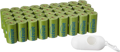 Amazon Basics Dog Poop Bags With Dispenser and Leash Clip, Talcum Powder Scented, 540 Count, 36 Pack of 15, 13 Inch x 9 Inch