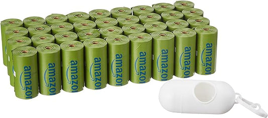 Amazon Basics Dog Poop Bags With Dispenser and Leash Clip, Talcum Powder Scented, 540 Count, 36 Pack of 15, 13 Inch x 9 Inch