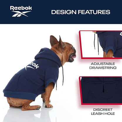 Reebok Dog Hoodie – Fleece Dog Sweater with Leash Hole, Cold Winter Dog Sweatshirt for Small Medium and Large Dogs, Premium Dog Fall Sweater Pullover Hoodie, Cozy Warm Perfect Dog Christmas Outfit