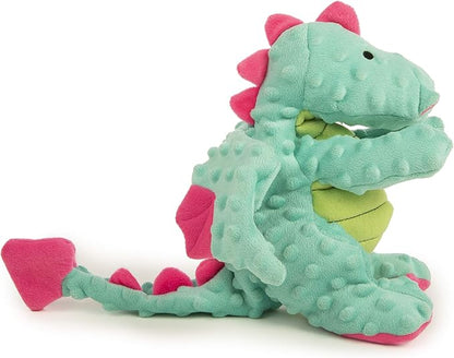 goDog Dragons with Chew Guard Technology Durable Plush Squeaker Dog Toy, Large, Seafoam, Plush Dog Toy
