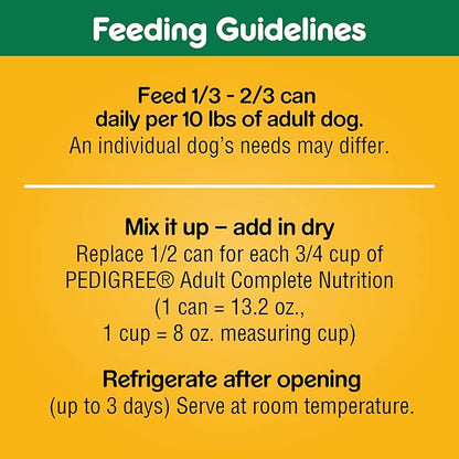 PEDIGREE CHOPPED GROUND DINNER Adult Canned Soft Wet Dog Food, Turkey & Bacon Flavor, 13.2 oz. Cans (Pack of 12)