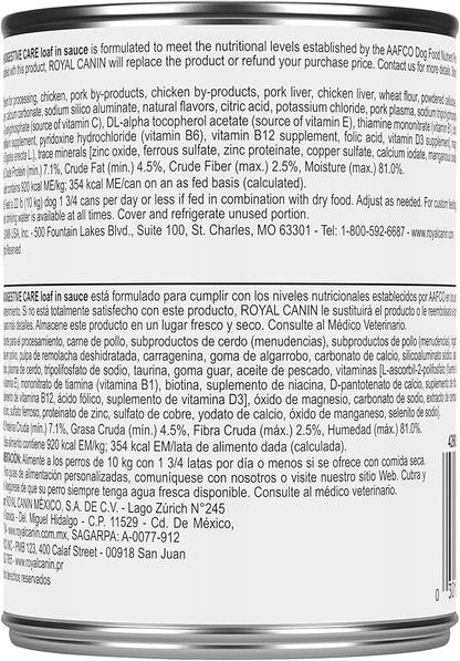 Royal Canin Canine Care Nutrition Digestive Care Loaf in Sauce Wet Dog Food, 13.5 oz can (12-count)