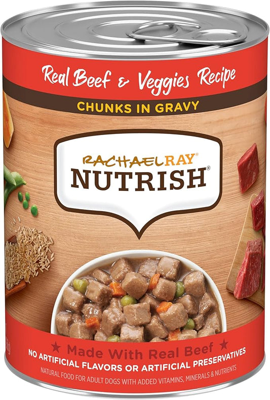 Nutrish Rachael Ray Chunks in Gravy Wet Dog Food, Real Beef & Veggies Recipe, 13 Ounce (Pack of 12)