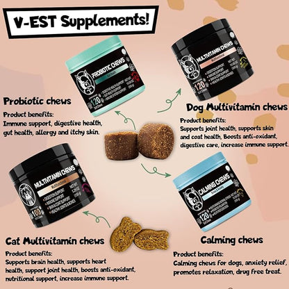 Pets - Dog Supplements & Vitamins -Dog Zinc Supplement - Pets Vitamins Supplements - Dog Vitamin B12 - Dog Multivitamin - Organic Dog Vitamins - Probiotic - Puppy Vitamins - Vitamin for Dogs