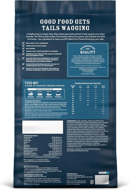 Amazon Brand - Wag Dry Dog Food Grain-Free Lamb & Lentil Recipe, High Protein (24 lb bag)