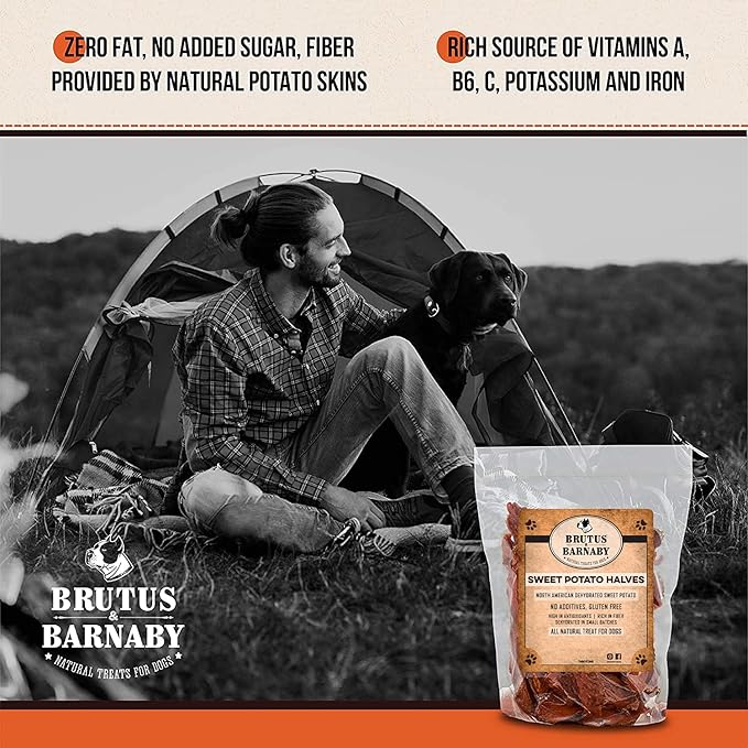 Sweet Potato Slices For Dogs - Half Slices, 2 lbs - Single Ingredient Grain Free Dog Treats, Best High Anti-Oxidant Healthy 100% Natural Thick Cut Dried Sweet Potato Dog Treats, No Added Preservatives