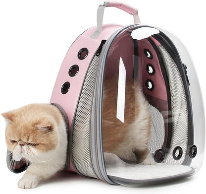 Lollimeow Bubble Expandable Cat Backpack Pet Travel Carrier for Cats and Dogs (Pink-Front Expandable)