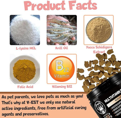 Cat supplements - Lysine for Cats - Cat Supplements & Vitamins- Cat Immune Support, Digestive Support - Sneezing Relief - Lysine Cat Treats - Cat vitamins for indoor cats - Cat health supplies