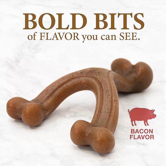 Nylabone Gourmet Style Strong Chew Wishbone Dog Chew Toy, Bacon Flavor, Large/Giant (1 Count)