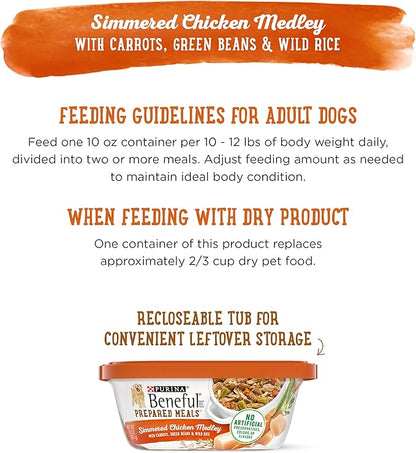 Purina Beneful Gravy Wet Dog Food, Prepared Meals Simmered Chicken Medley - (8) 10 oz. Tubs