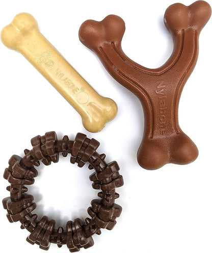 Nylabone Power Chew Toys Customer Favorites Bundle - Dog Toys for Aggressive Chewers, Indestructible Dog Toys for Small Dogs in 3 Shapes and Flavors - Flavor Medley, Small/Regular (3 Count)
