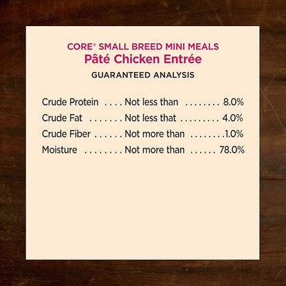 Wellness CORE Natural Grain Free Small Breed Mini Meals Wet Dog Food, Pate Chicken Entrée, 3-Ounce Pouch (Pack of 12)