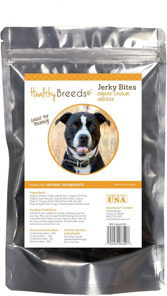 Healthy Breeds Pit Bull Jerky Bites Chicken & Rice Recipe Dog Treats 5 oz