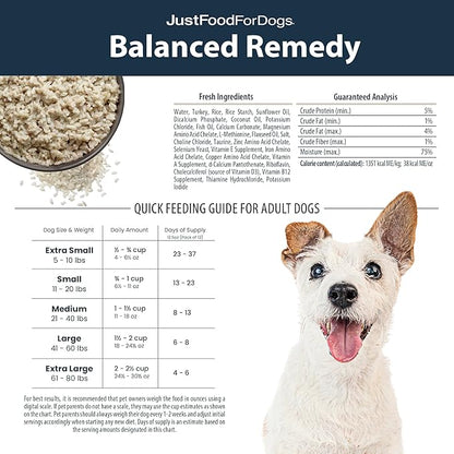JustFoodForDogs Pantry Fresh Wet Dog Food, Complete Meal or Dog Food Topper, for Sensitive Stomachs, Balanced Remedy Human Grade Dog Food Recipe - 12.5 oz (Pack of 12)