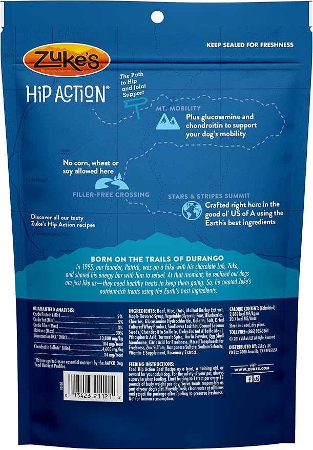 Zuke's Hip Action Hip & Joint Natural Dog Treats Crafted in The USA 16 Ounce (Pack of 4)