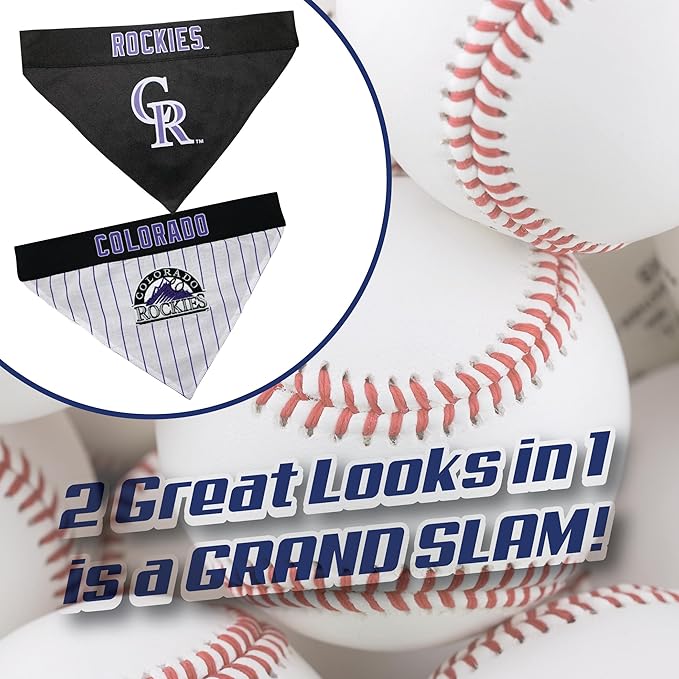 Pets First ROC-3217-S-M MLB Colorado Rockies Reversible Pet Bandana, Small/Medium, MLB Team Color