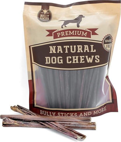 Bully Bunches All Natural 12 Inch Beef Jerky Sticks – Soft and Crunchy Gullet Chews - Odor Free, Rawhide Free, Chemical Free – Safe, Healthy and Nutritious Dog Treats for Light Chewers, 50 Pk