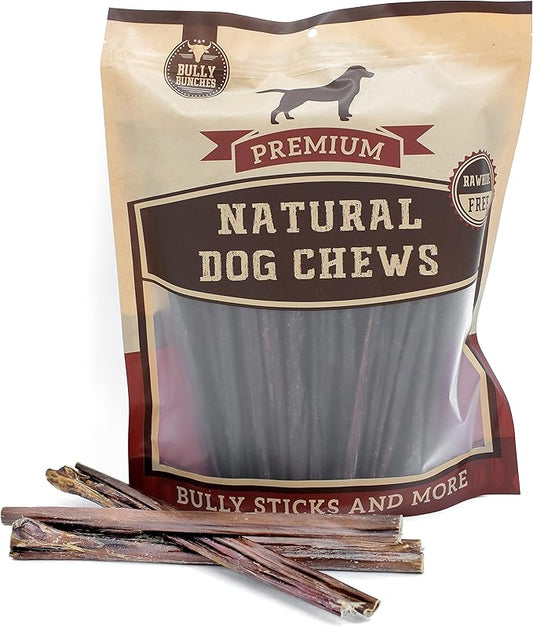 Bully Bunches All Natural 12 Inch Beef Jerky Sticks – Soft and Crunchy Gullet Chews - Odor Free, Rawhide Free, Chemical Free – Safe, Healthy and Nutritious Dog Treats for Light Chewers, 50 Pk