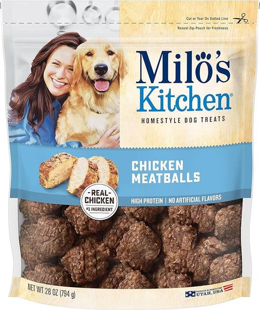Milo's Kitchen Homestyle Dog Treats, Chicken Meatballs, 28 Ounce, High Protein, No Artifical Flavors