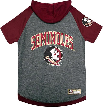 NCAA FLORIDA STATE SUN SEMINOLES HOODIE for DOGS & CATS, MEDIUM COLLEGIATE Licensed DOG HOODY Tee Shirt. Sports HOODY T-Shirt for Pets. COLLEGE Sporty Dog Hoodie Shirt.