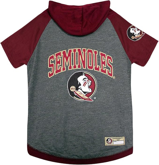 NCAA FLORIDA STATE SUN SEMINOLES HOODIE for DOGS & CATS, MEDIUM COLLEGIATE Licensed DOG HOODY Tee Shirt. Sports HOODY T-Shirt for Pets. COLLEGE Sporty Dog Hoodie Shirt.