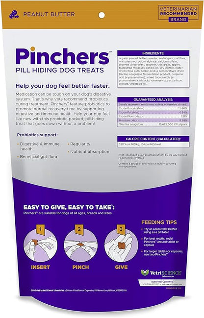VETRISCIENCE Pinchers Pill Hiding Treats for Dogs – Pill Hiders with Probiotics for Concealing Medicine, Capsules and Tablets