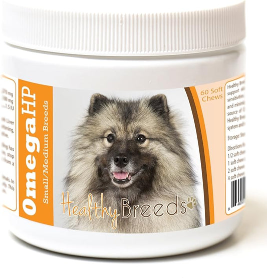 Healthy Breeds Keeshonden Omega HP Fatty Acid Skin and Coat Support Soft Chews 60 Count