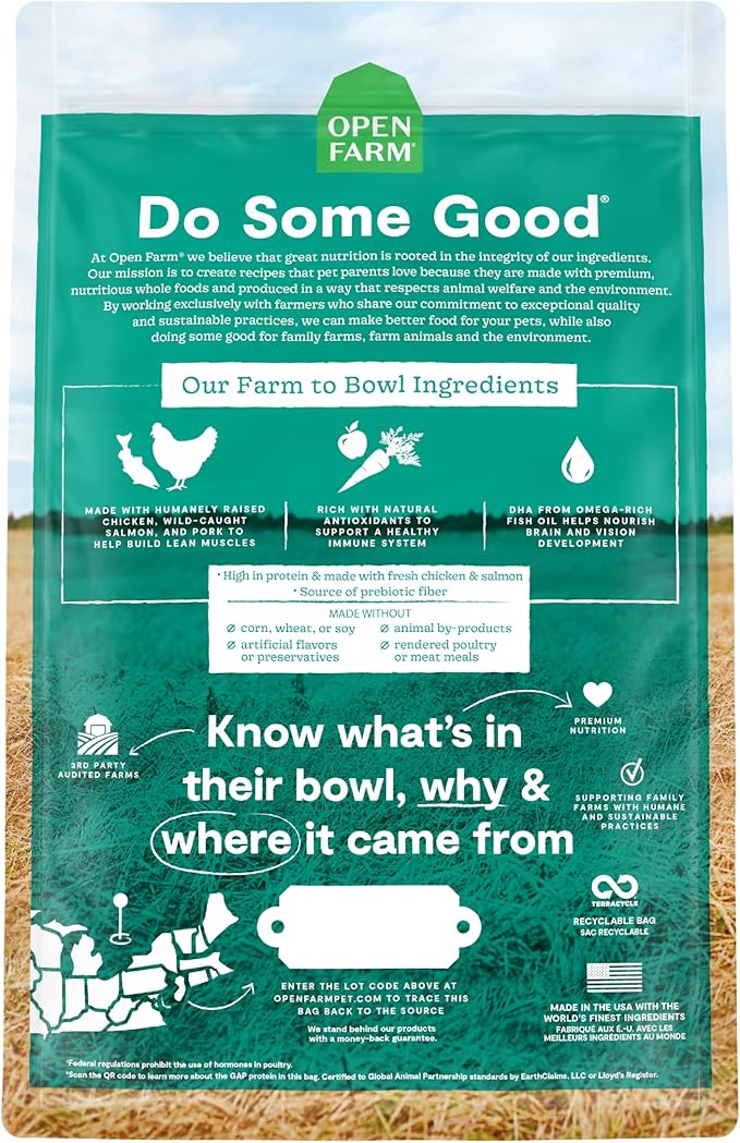 Open Farm Puppy Grain-Free Dry Dog Food, 100% Humanely Raised Meat Recipe for Puppies with Non-GMO Superfoods and No Artificial Flavors or Preservatives, 4 lbs