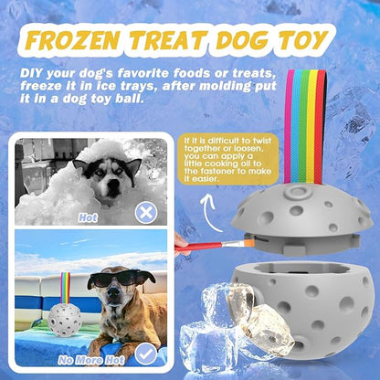Dog Puzzle Toy, Frozen Fillable Dog Food Dog Enrichment Toys to Keep Them Busy,Treat Dispensing Dog Toy,Dog Ball Toys for 10-80Lbs,Safety Rubber Dog Chew Toys,Easy to Clean Interactive Dog Treats Toy