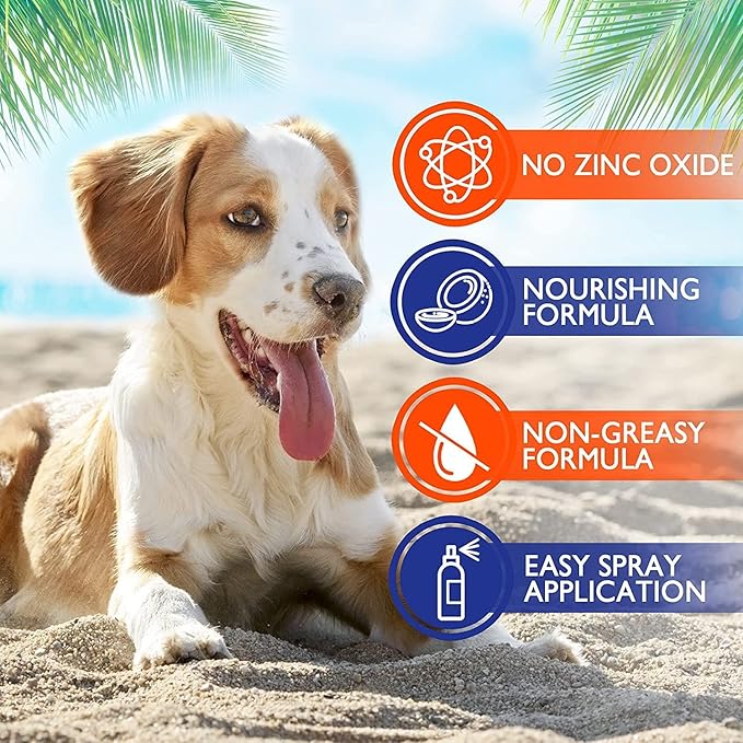 EBPP Dog Sunscreen Sun Skin Protector Spray 8 oz - Safe for All Breeds with No Zinc Oxide - Pet Protection and Moisturizer for Skin, Coat, Nose, Ears