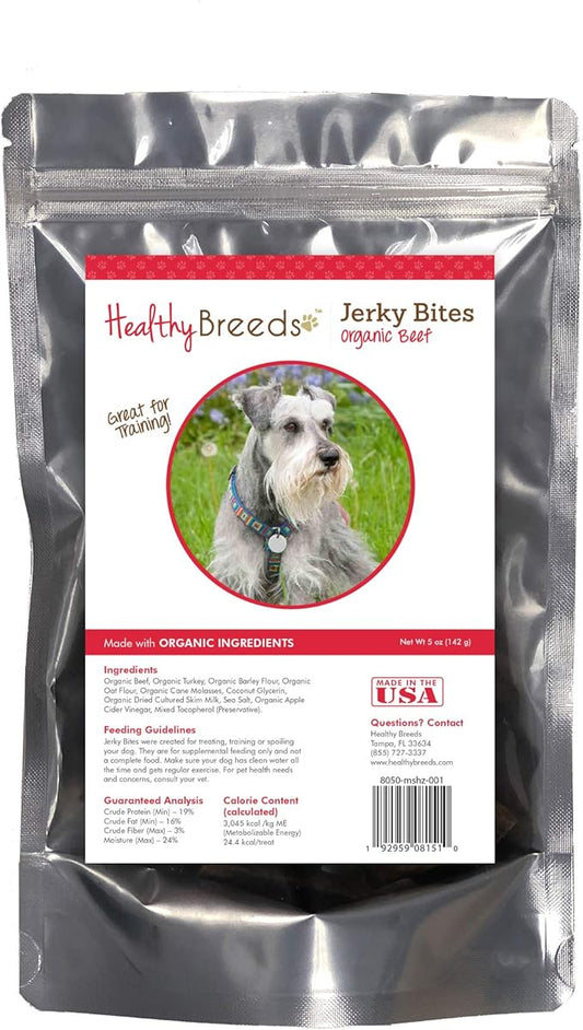 Healthy Breeds Miniature Schnauzer Jerky Bites Beef Recipe Dog Treats 5 oz