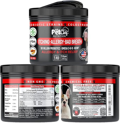Pet Chef Allergy Defender - Natural Dog Allergy Relief Chews - Effective Medicine for Dog Allergies, Environment and Household Irritant Prevention - Safe & Strong Allergy Supplements for Dogs
