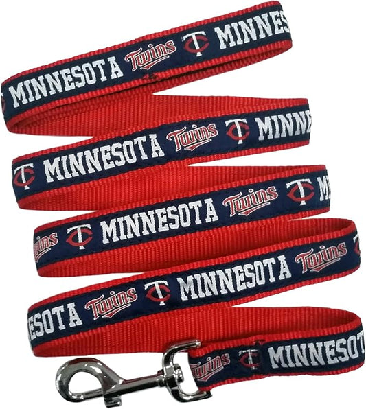 MLB PET Leash, Small, Minnesota Twins Dog Leash, Baseball Team Leash for Dogs & Cats. A Shiny & Colorful Dog & Cat Leash with Emboridered Team Name/Logo Licensed by the MLB