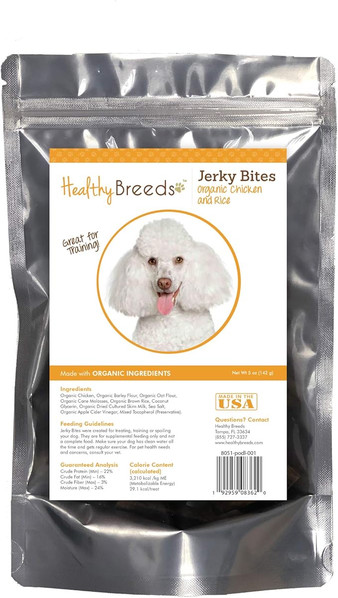 Healthy Breeds Poodle Jerky Bites Chicken & Rice Recipe Dog Treats 5 oz