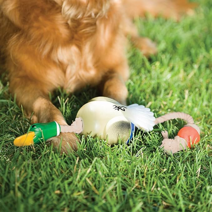 Browning Pet Toys, Durable Dog Toys for Tug and Fetch, Rubber Duck Rope Toy