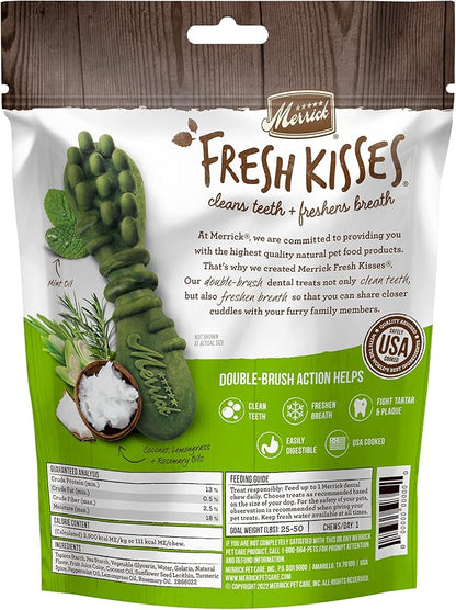 Merrick Fresh Kisses Natural Dental Chews Infused With Coconut And Botanical Oils For Medium Dogs 25-50 Lbs - 10 ct. Bag