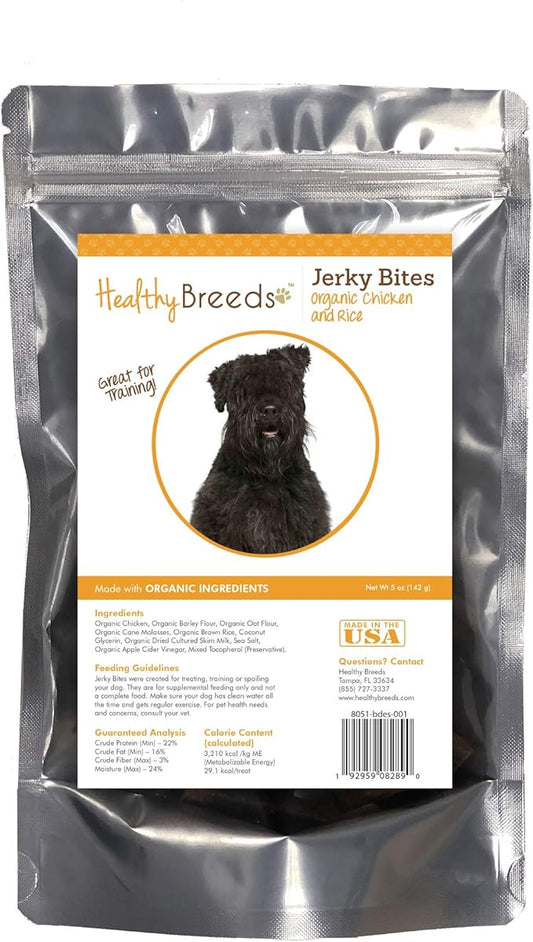 Healthy Breeds Bouvier des Flandres Jerky Bites Chicken & Rice Recipe Dog Treats 5 oz