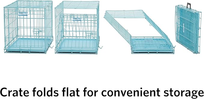 MidWest iCrate Starter Kit - 24-Inch Crate Ideal for Small Dogs, Includes Crate, Bed, Bowls & Cover (Blue)