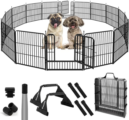ComSaf Dog Playpen Indoor, 24" Height 16 Panels Metal Dog Fence,Playpen for Medium/Small Dogs, Portable Pet Puppy Playpen for Indoor