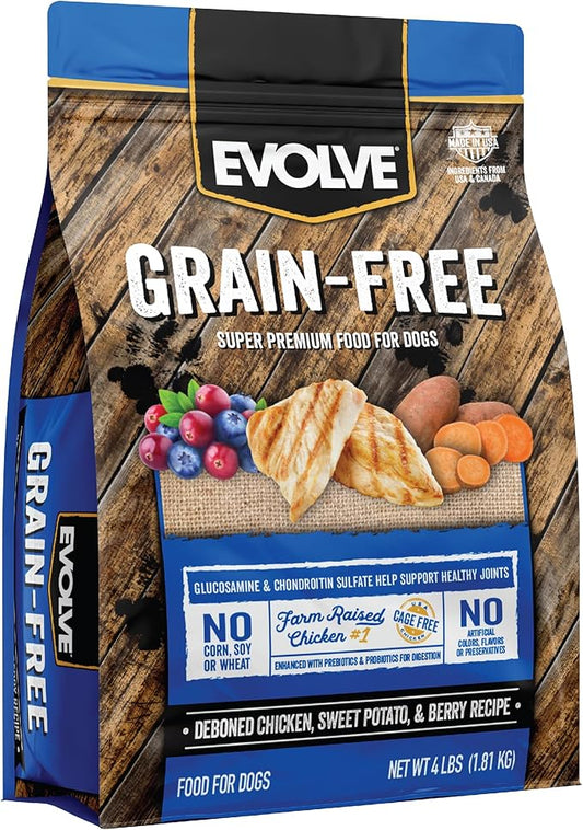Evolve Grain Free Deboned Chicken, Sweet Potato & Berry Recipe Dry Dog Food, 4lb.