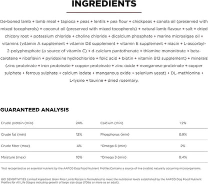 GO! SOLUTIONS Sensitivities – Lamb Recipe – Limited Ingredient Dog Food, 3.5 lb – Grain Free Dog Food for All Life Stages – Dog Food to Support Sensitive Stomachs