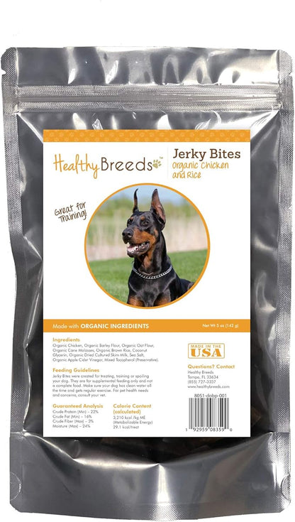 Healthy Breeds Doberman Pinscher Jerky Bites Chicken & Rice Recipe Dog Treats 5 oz