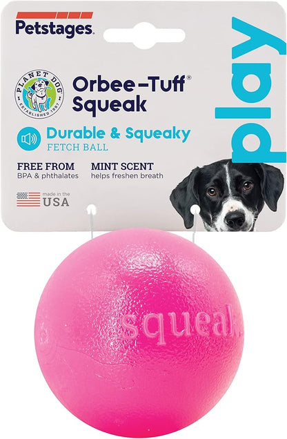 Outward Hound Orbee-Tuff Squeak Ball Pink Dog Fetch Toy